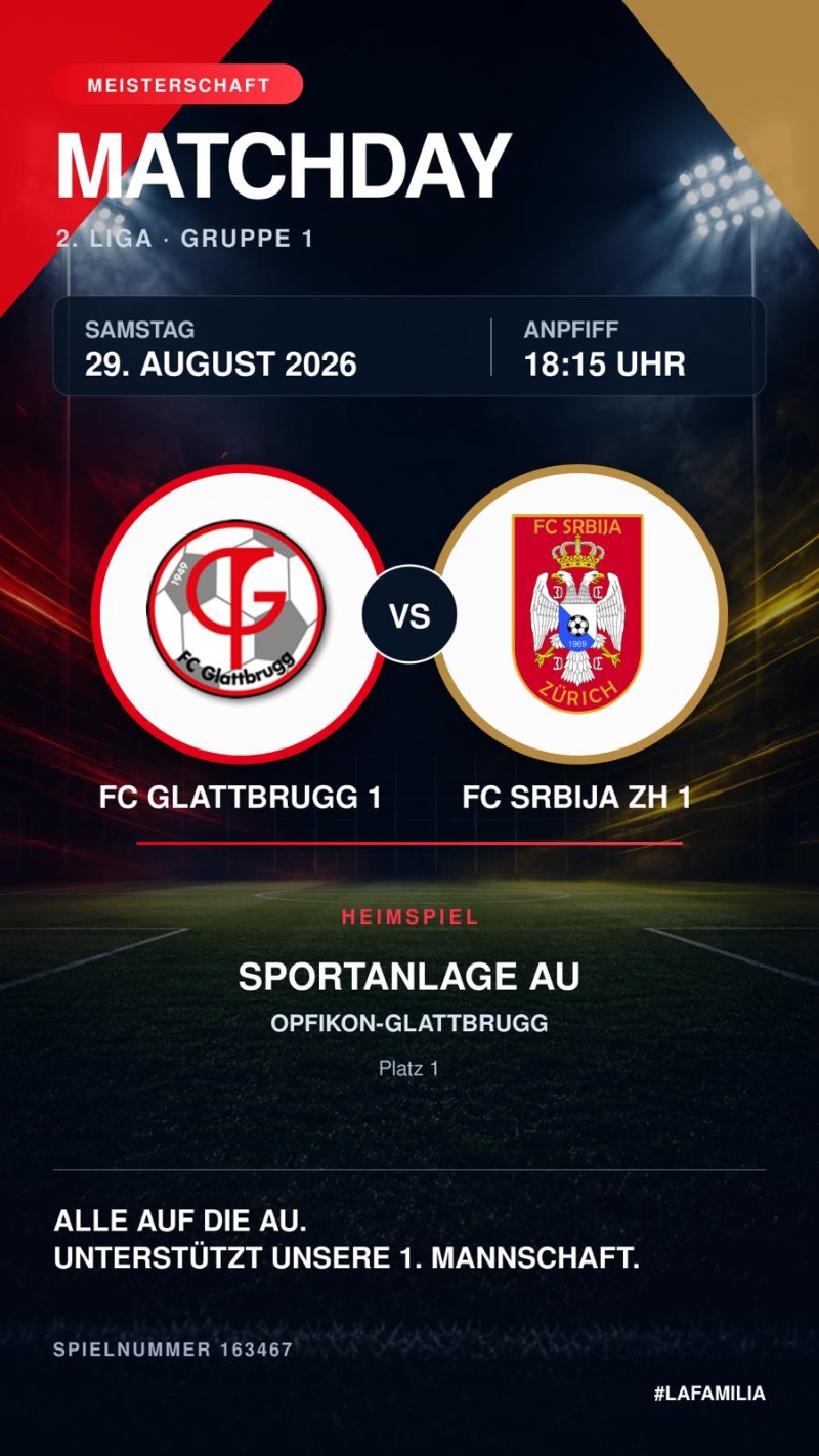 Matchday: FC Glattbrugg 1 vs FC Srbija 1